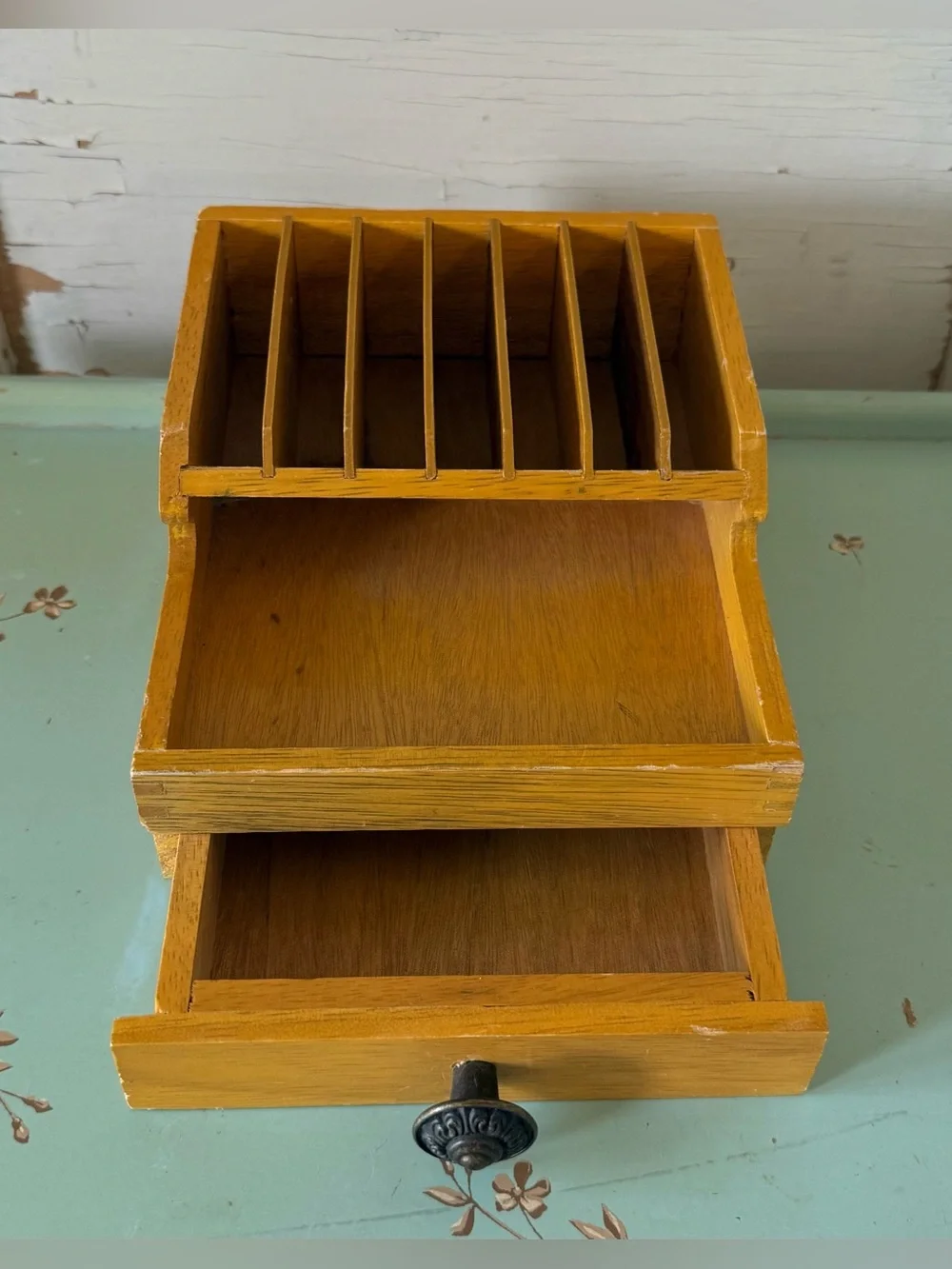 Vintage Wood Bench-top/Desktop Organizer, Plier Storage Rack, Jewelry Tools